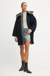 Max Mara kabát gyapjú keverékből sötétkék, átmeneti, oversize, 2425496022600 - sötétkék 38