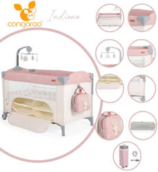 Cangaroo Indiana 2 szintes utazóágy tároló rekesz, kistáska 14kg pink