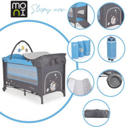 Moni Sleepy összecsukható luxus utazóágy 2 szint+pelenkázó+ játék kék - manopalota