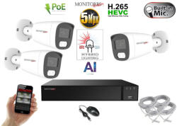 Monitorrs Security - AI Hybrid Light IP kamerarendszer 3 kamerával 5 Mpix WT - 6143k3