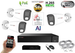  MS - AI Hybrid Light IP kamerarendszer 3 kamerával switchel 5 Mpix WT - 6143k3B