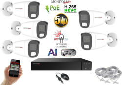 Monitorrs Security - AI Hybrid Light IP kamerarendszer 5 kamerával 5 Mpix WT - 6143k5