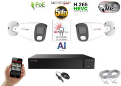 Monitorrs Security - AI Hybrid Light IP kamerarendszer 2 kamerával 5 Mpix WT - 6143k2