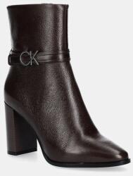 Calvin Klein bokacsizma HEEL ANKLE BOOT 85 W/HW LTH barna, női, magassarkú, HW0HW02185 - barna Női 41