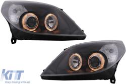 KITT Lightning Angel Eyes Headlights suitable for Opel Vectra B (1999-2002) Black (SWO08AB)