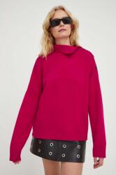 The Kooples gyapjú pulóver női, rózsaszín, félgarbó nyakú, FPUL28001K - rózsaszín 38