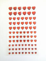Öntapadós flitter, piros szívek vegyes méretben, 84db 7347 (7347C)
