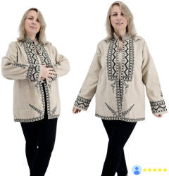 Ie Traditionala Sacou Traditional Crem cu broderie neagra