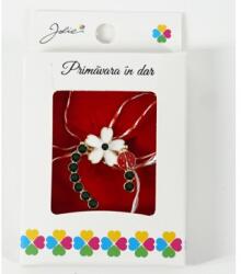 Flippy Martisor Brosa, Jolie, Model Potcoava cu Floare Alba, Metal Emailat in Culori, Sistem de Prindere cu Ac, Dimensiune 2.5-3 cm, Ambalaj Individual cu Design, Multicolor (teo-134771)
