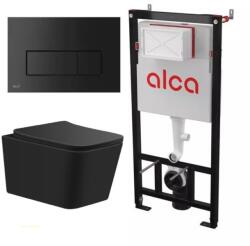 Anahita Construction Set vas wc suspendat Recall, negru cu rezervor încastrat Alcadrain și clapeta actionare M578, Anahita (LX1907MBAM101MB)