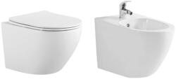 Anahita Construction Set vas WC si Bideu suspendat, alb, rimless și capac soft close, Eternity, Anahita (LX1901BID1016)