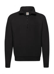 Fruit of the Loom Férfi hosszú ujjú pulóver Fruit of the Loom Classic Zip Neck Sweat 3XL, Fekete