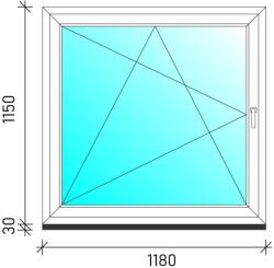  120×120 Bukó-nyíló műanyag ablak