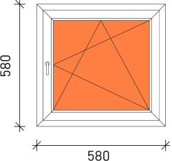  60×60 Bukó-nyíló műanyag ablak 3 rétegű üveggel
