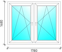 180x150 Tokosztott nyb/nyb műanyag ablak (DM-45)