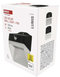 EMOS LED SOLAR lámpatest LUNIS PIR, 200lm IP65 természetes fehér (ZG151S) - mi-one