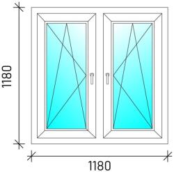  120x120 Tokosztott nyb/nyb műanyag ablak