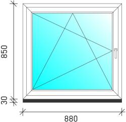  90×90 Bukó-nyíló műanyag ablak