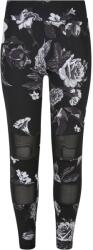 Urban Classics Lányok Tech Mesh Flower AllOver Print leggings 13/14 ÉVES barna|zöld