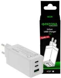 PATONA Premium GaN PD65W fali adapter fehér 2xUSB-C 1xUSB-A PD3.0 QC3.0 (PT-2642)