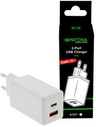 PATONA Premium GaN PD65W fali adapter fehér 1xUSB-C 1xUSB-A PD3.0 QC3.0 (PT-2644)