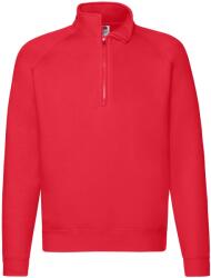 Fruit of the Loom Unisex felnőtt prémium negyedcipzáras Raglan melegítőfelső L vörös