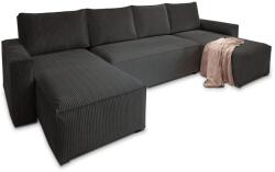 Set de canapea in forma de U COSARO 295x140 cm neagra