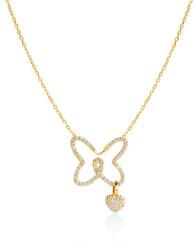 SAVICKI Colier fluture din aur 585 cu diamante albe 0.34 ct 45 cm