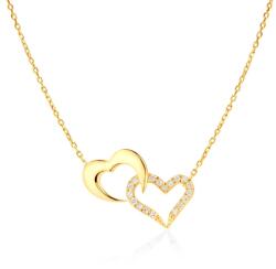 SAVICKI Colier inimă din aur 585 cu diamante albe 0.13 ct 45 cm