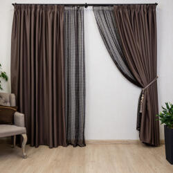 Hiko Draperie opaca, maro Hiko Blackout 98%, 200Lx245H cm, eleganta pentru living, dormitor, hotel, izolare termica si fonica, decor modern, montaj usor, rejansa creion de 6.5cm, 1 bucata (10006970)