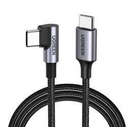 UGREEN US255 50122 USB-C (egyenes)/USB-C (szögletes) PD QC kábel 60W 3A 0.5m, szürke