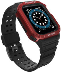 Apple Watch 4/5/6/7/8/SE (42/44/45mm) Armored Óraszíj és Tok Fekete / Piros