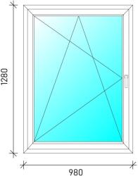  100x130 Bukó-nyíló műanyag ablak
