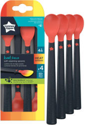 Tommee Tippee Lingurite Tommee Tippee, termosensibile, de la 4 luni, Negru/Rosu, 4 buc (44718810)