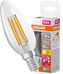 OSRAM LED izzó E14 B40 4W = 40W 470lm 2200-2700K meleg, 300°-os izzószálas, szabályozható OSRAM Superstar (4058075435490)