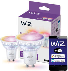 Philips 2x LED izzó GU10 PAR16 4.7W = 50W 2200-6500K + RGB SMART WiFi/Bluetooth WiZ (PHWIZ0571)