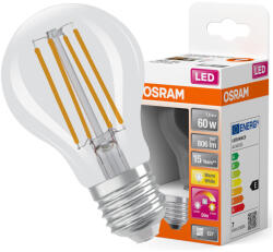 OSRAM LED izzó E27 A60 7W = 60W 806lm 2200-2700K meleg, 320°-os izzószál, szabályozható OSRAM Superstar (4058075435537)