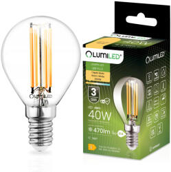 Lumileds LED izzó E14 P40 4W = 40W 470lm 3000K meleg 360°-os izzószál LUMILED (LEDZARMI250)