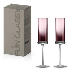 Pozzi Milano Pezsgőspohár színes üvegből, 190ml, 2 db-os szett, Purple - szep-otthon