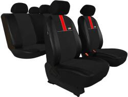 Pok-Ter Set Huse Scaune Auto Pok-Ter GT8, Piele Ecologica si Material Textil tip Alcantara, Negru - Rosu, 9 piese Automobile ProTravel