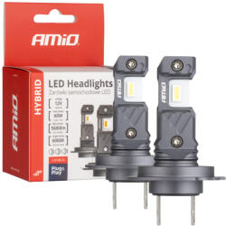 AMiO LED autó fényszóró izzó hibrid sorozat H7 H18 6000K Canbus (2-db párban)60W PRÉMIUM (04115)