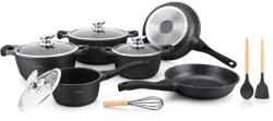 Royalty Line Set oale si tigai marmorate, antiaderente, 10 piese Royalty Line BS1010M Negru, curatare usoara, inductie