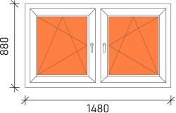  150x90 Tokosztott műanyag ablak 3 rétegű üveggel