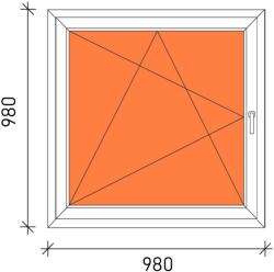 100x100 Bukó-nyíló műanyag ablak 3 rétegű üveggel