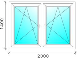  200x140 Tokosztott nyb/nyb műanyag ablak