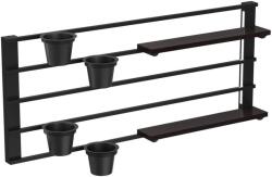 Luminex Fali polc virágcserepekkel és LED világítással SHELF 50x118 cm fekete/fenyő LU0322 (LU0322)
