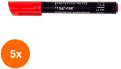 KOH-I-NOOR Set 5 x Marker Permanent, Varf Rotund, Rosu (HOK-5xKH-K4005-08R)