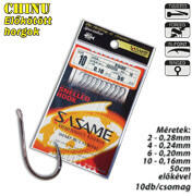 SASAME Chinu lapkás pontyozó, előkötött horog - 80cm - Nickel - 10db/csomag - 4-es 0, 20mm zsinórral