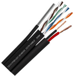 TSY Cablu FTP autoportant cu alimentare 2x1.5, cat 5E, CUPRU 100%, 305m, negru TSY-FTP5E+2x1.50-MESS (TSY-FTP5E+2x1.50-MESS) - wifistore