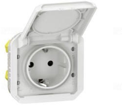 Legrand Plexo 55 2P+F csatlakozóaljzat csapófedéllel, rugós vezetékbekötéssel, fehér 069640L Legrand (069640L)